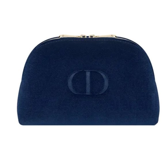Dior CD Logo Pouch Cosmetic Bag Navy Blue - Picture 1 of 7